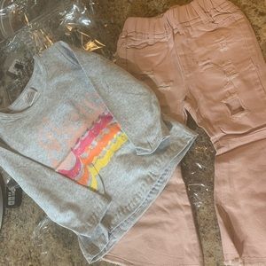 Cute set Sz 2 shirt says Jesus with peach bell bottoms nwt